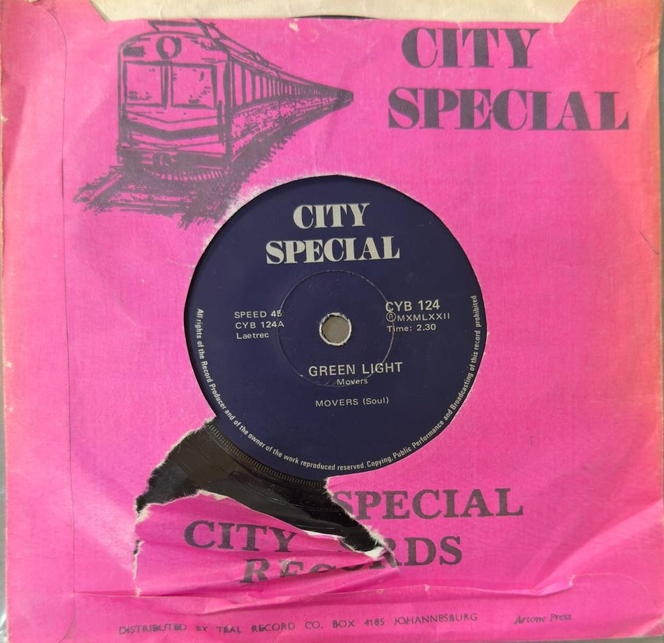 SO. AFRICA 45~THE MOVERS~GREEN LIGHT / AT ONCE~1972 CITY SPECIAL SOUL 7'~HEAR!