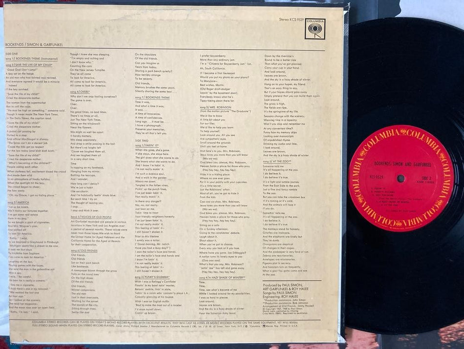 SIMON & GARFUNKEL BOOKENDS~NM- 1970 Reissue~2A/1A MATRIX~RARE GIANT POSTER