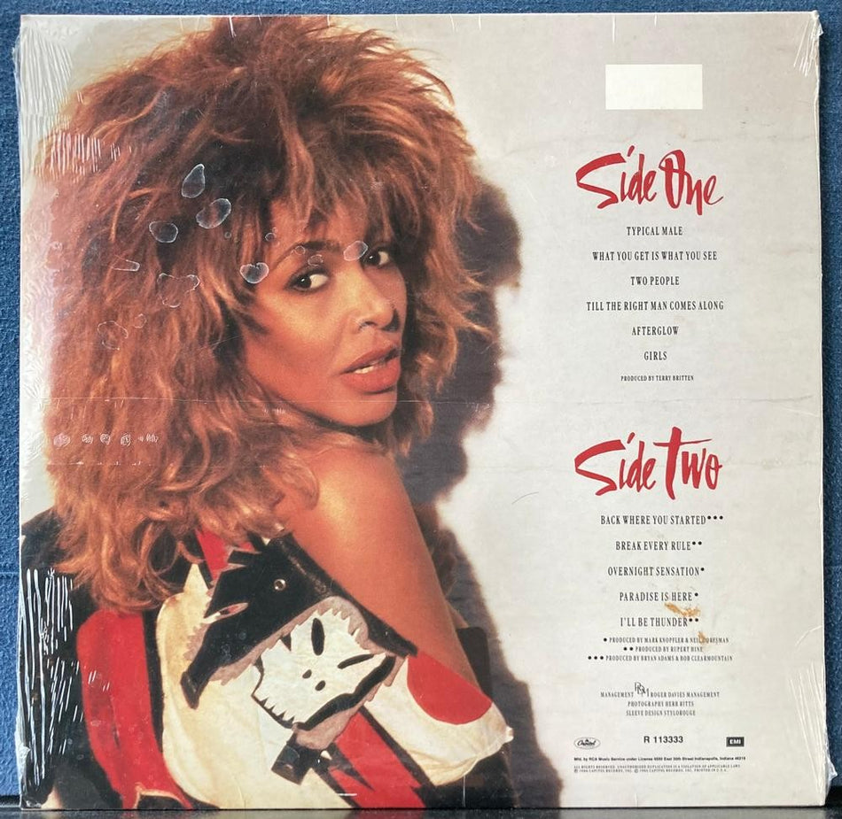 TINA TURNER BREAK EVERY RULE~SEALED 1986 RCA RECORD CLUB ISSUE LP~NO BARCODE~POP