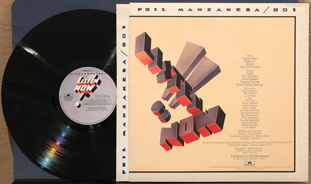 PHIL MANZANERA 801 LISTEN NOW~NM- 1977 UK LP~INNER SLV~ENO~PROG~CRIMSON~ROXY MUS