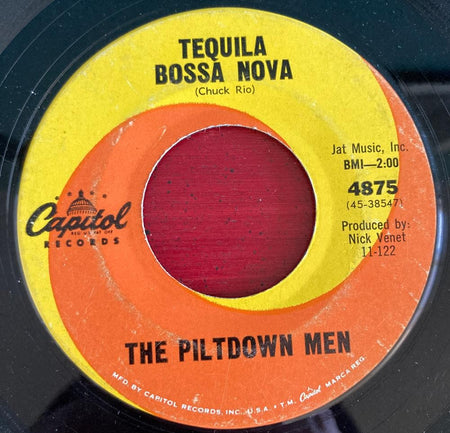 PILTDOWN MEN NIGHT SURFIN/ TEQUILA BOSSA NOVA~RARE 1962 CAPITOL SURF / GARAGE 7'