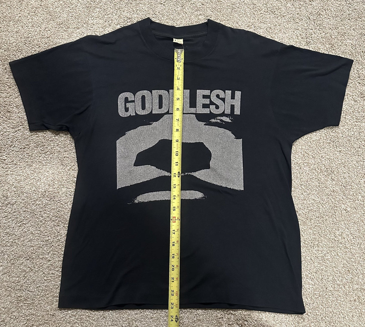GODFLESH VINTAGE T-SHIRT~SINGLE-STITCH~1990s~ORIGINAL~LG~BLACK~SCREEN STARS~VTG