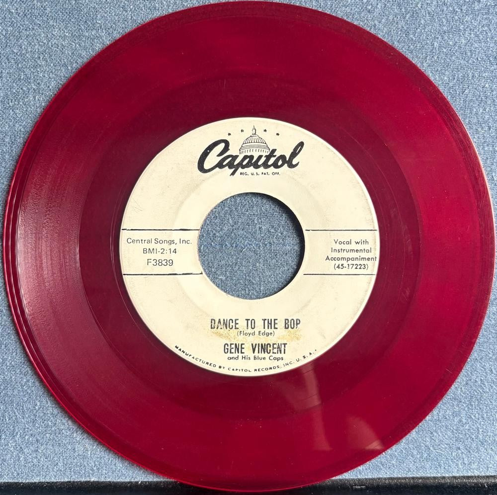 GENE VINCENT~DANCE TO THE BOP / I GOT IT~1981 RED VINYL 7-INCH~ROCKABILLY~ROCKER