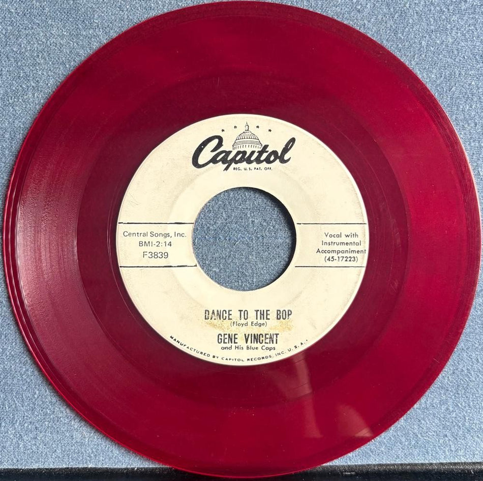 GENE VINCENT~DANCE TO THE BOP / I GOT IT~1981 RED VINYL 7-INCH~ROCKABILLY~ROCKER