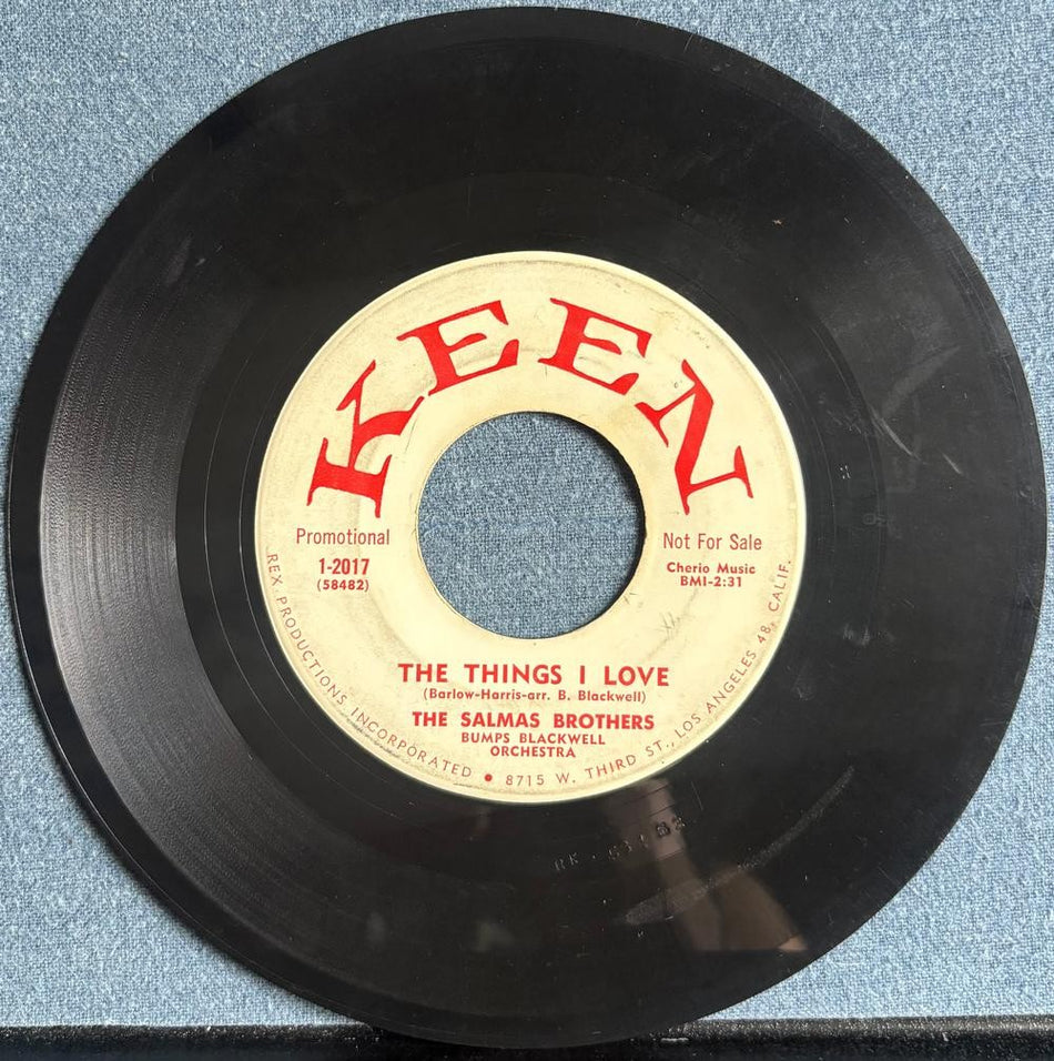 SALMAS BROTHERS~ZOMBIE / THINGS I LOVE~ORG 1959 KEEN PROMO 7-INCH 45~SURF~GARAGE