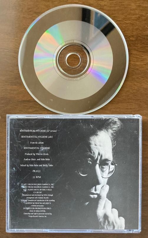 WARREN ZEVON SENTIMENTAL HYGIENE~NM- 1987 VIRGIN PROMO ONLY CD SINGLE~PRCD 2038