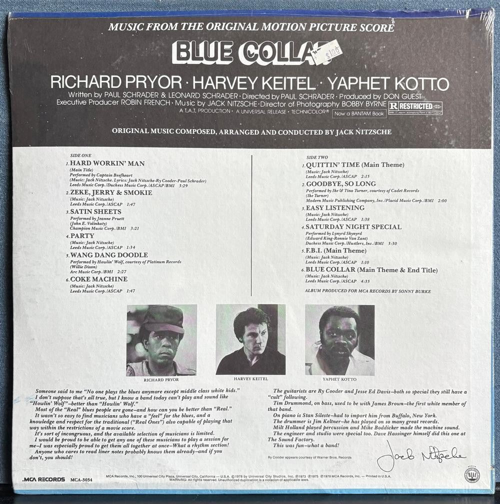 BLUE COLLAR OST~SEALED 1978 MOTION PICTURE SCORE LP~NITZSCHE~PRYOR~KEITEL~KOTTO