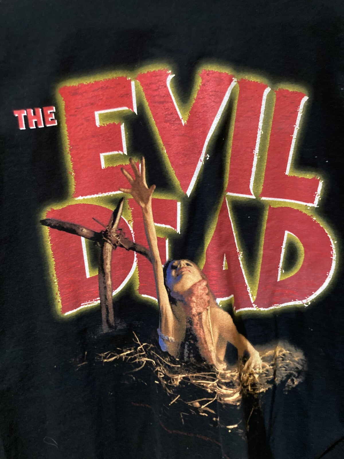 NEW! EVIL DEAD CHOKING HAND CROSS LOGO ORIG 2001 MOVIE PROMO T-SHIRT~XL~HORROR