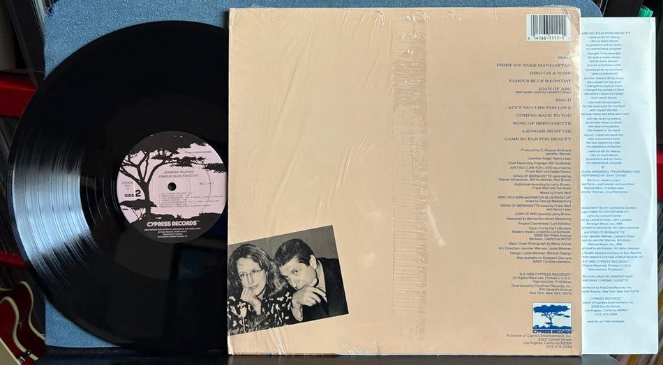JENNIFER WARNES FAMOUS BLUE RAINCOAT~L. COHEN~NM- 1986 CYPRESS LP w/SHRINK~INNER