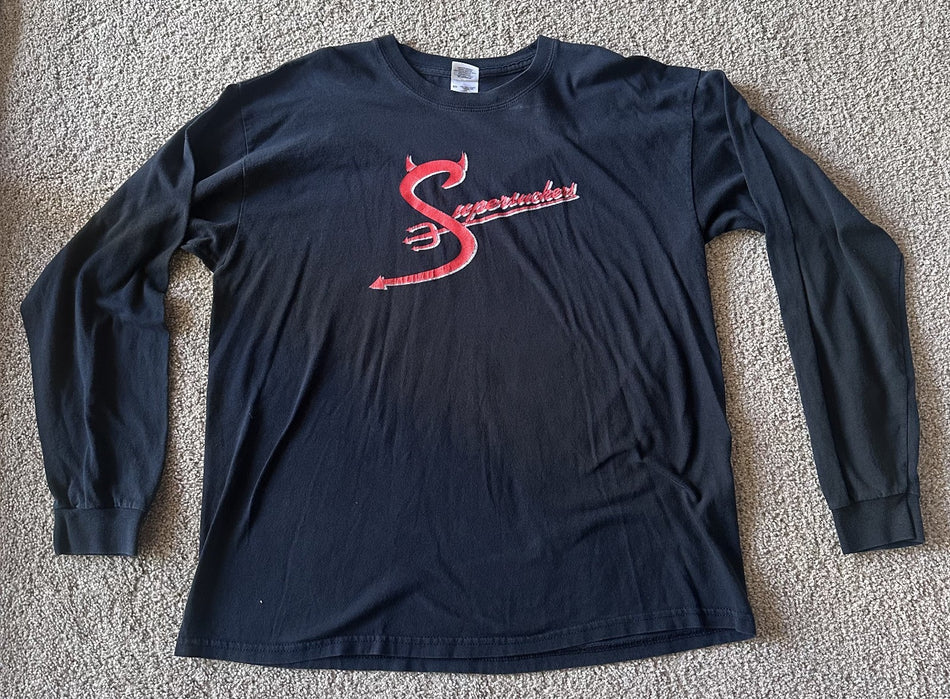 THE SUPERSUCKERS LONG SLEEVE T-SHIRT~DEVIL PITCHFORK~XL~GILDAN~BLACK~EXC COND