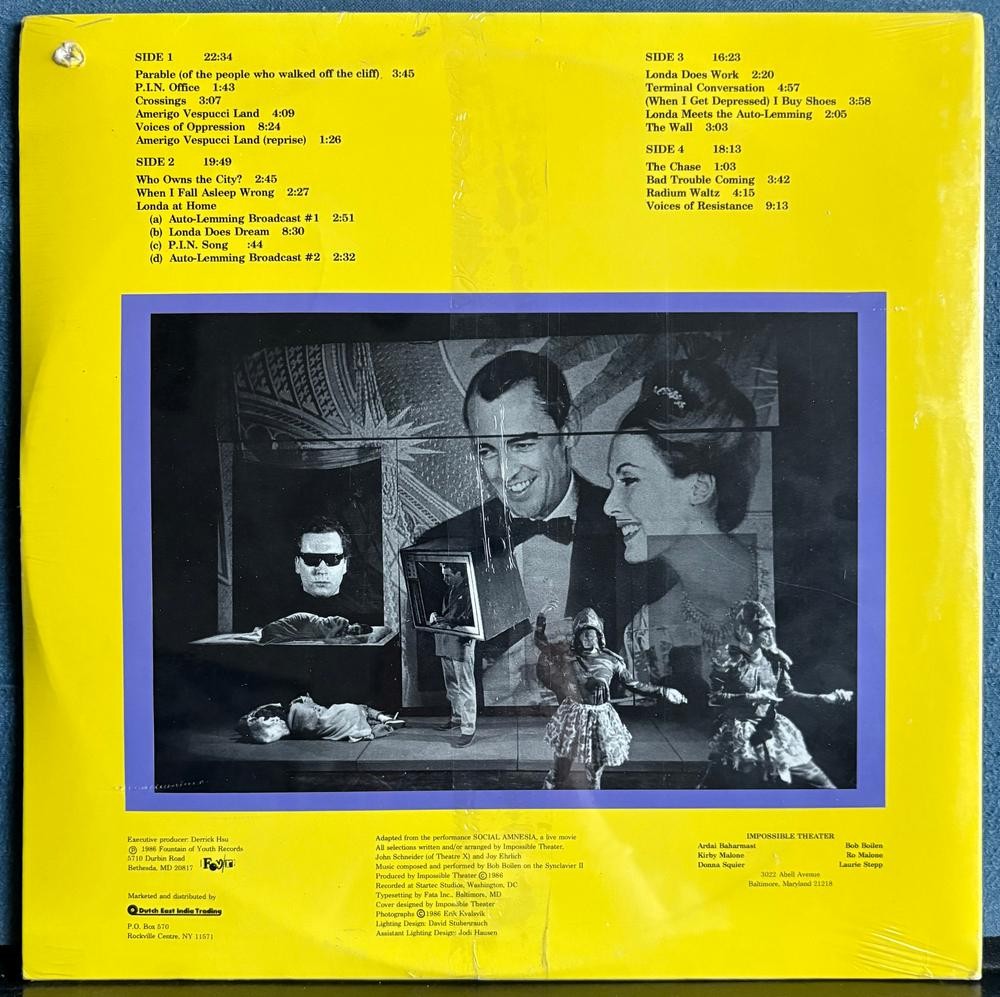 IMPOSSIBLE THEATRE SOCIAL AMNESIA PERFORMANCE SOUNDTRACK SEALED 2-LP~SCHNEIDER