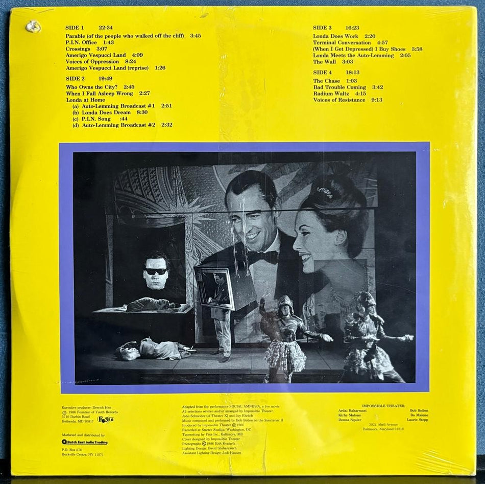 IMPOSSIBLE THEATRE SOCIAL AMNESIA PERFORMANCE SOUNDTRACK SEALED 2-LP~SCHNEIDER