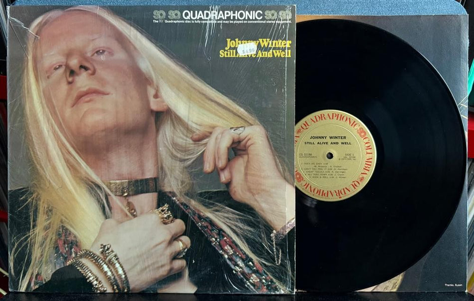 JOHNNY WINTER STILL ALIVE AND WELL~1973 COLUMBIA SQ QUADRAPHONIC LP~SHRINK~INNER