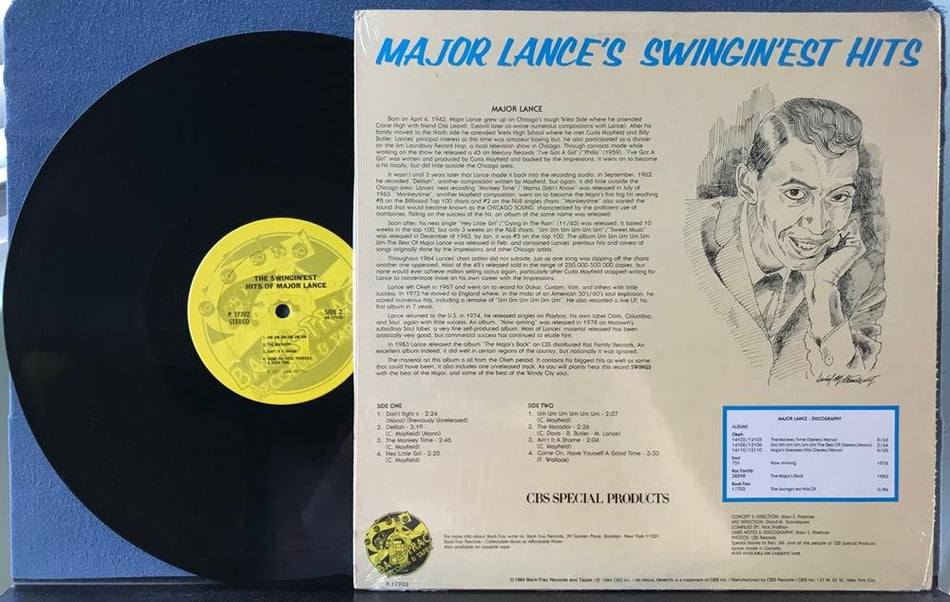 MAJOR LANCE'S SWINGIN'EST HITS~NM 1984 BACK-TRAC COMPILATION LP~SHRINK~R+B~SOUL