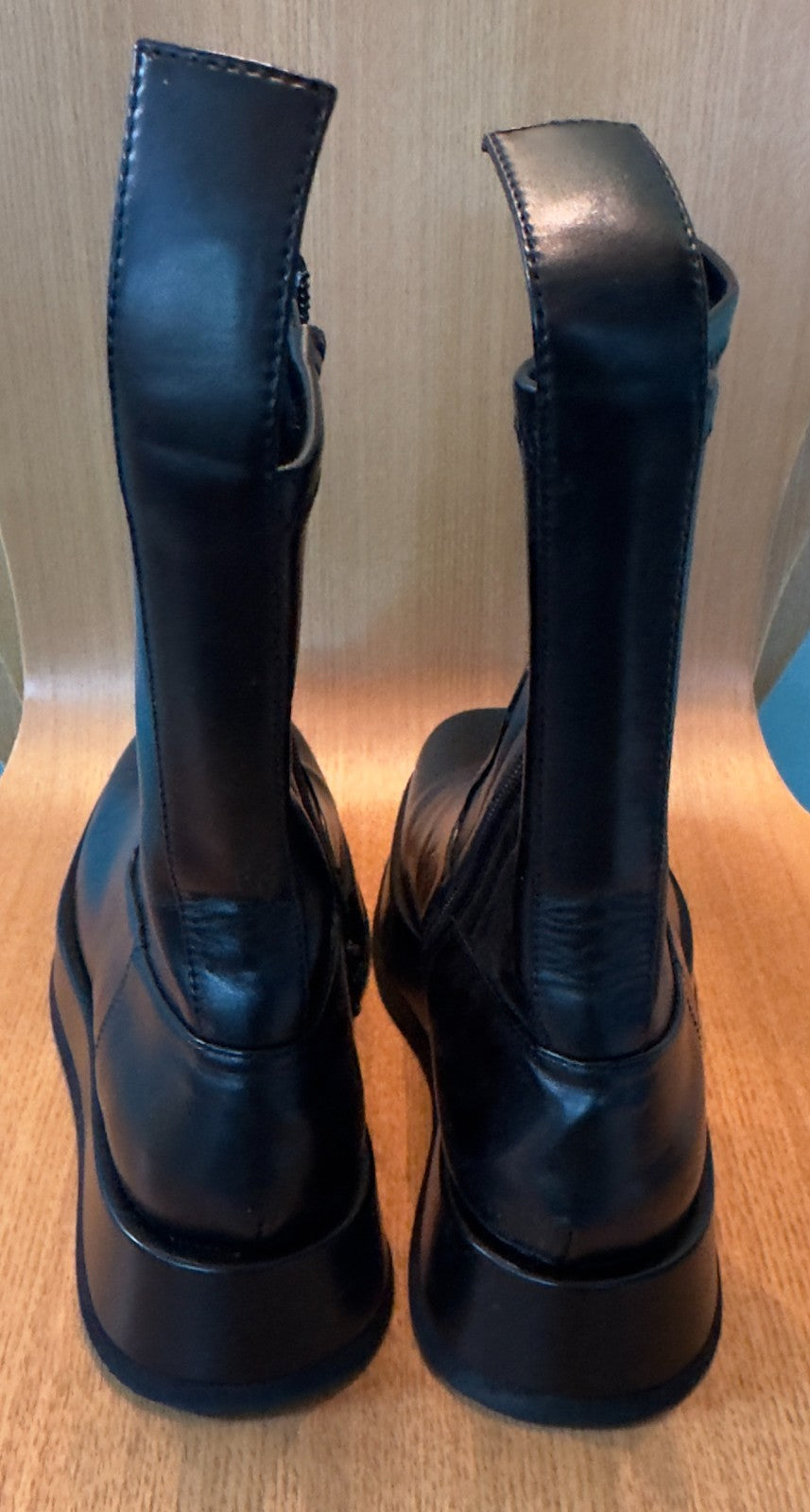 NEW! JEFFREY CAMPBELL WOMEN'S BLACK LEATHER PLATFORM BOOTS~WOMEN'S 6.5~NWOB