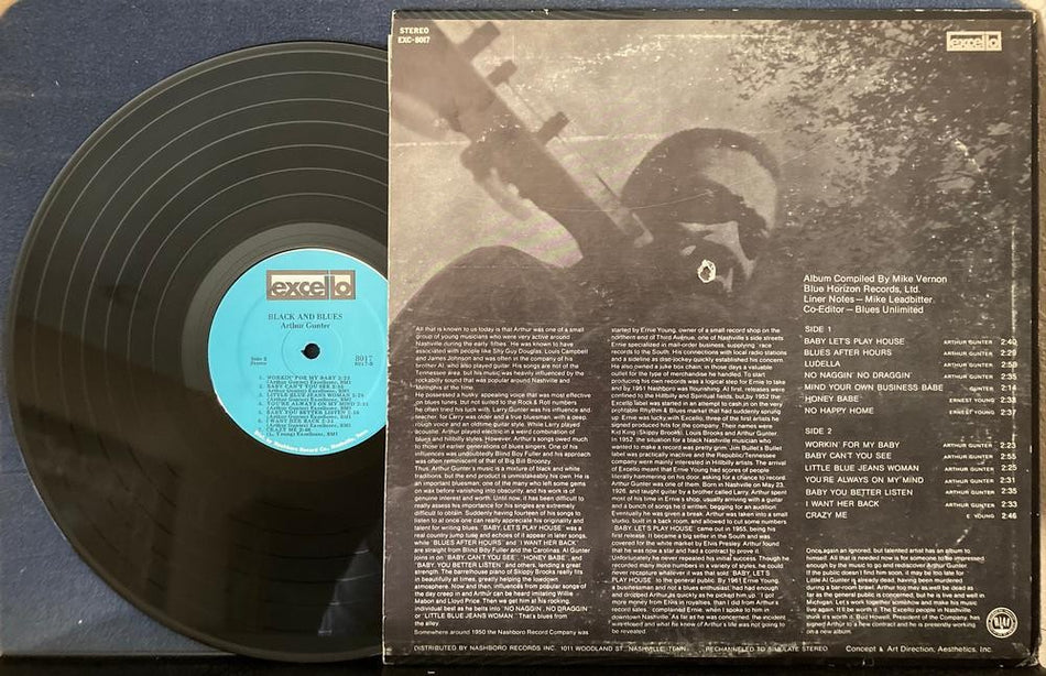 ARTHUR GUNTER BLACK AND BLUES~VG++ 1971 EXCELLO 8017 FIRST PRESS LP~LOUISIANA