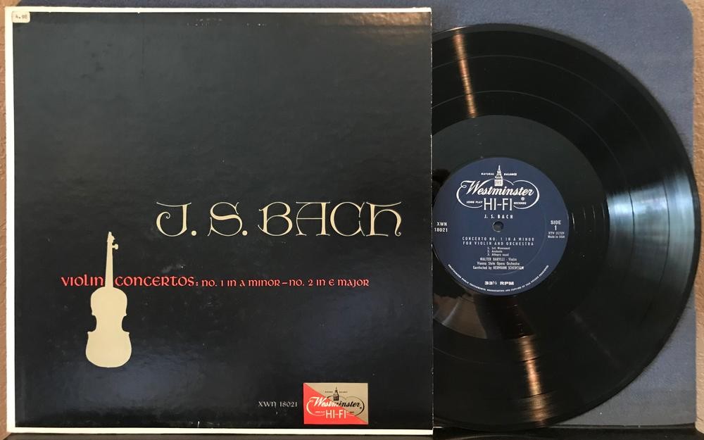 J.S. BACH CONCERTO NO.1 A MINOR~NO.2 E MAJOR FOR VIOLIN AND ORCHESTRA LP~BARYLLI