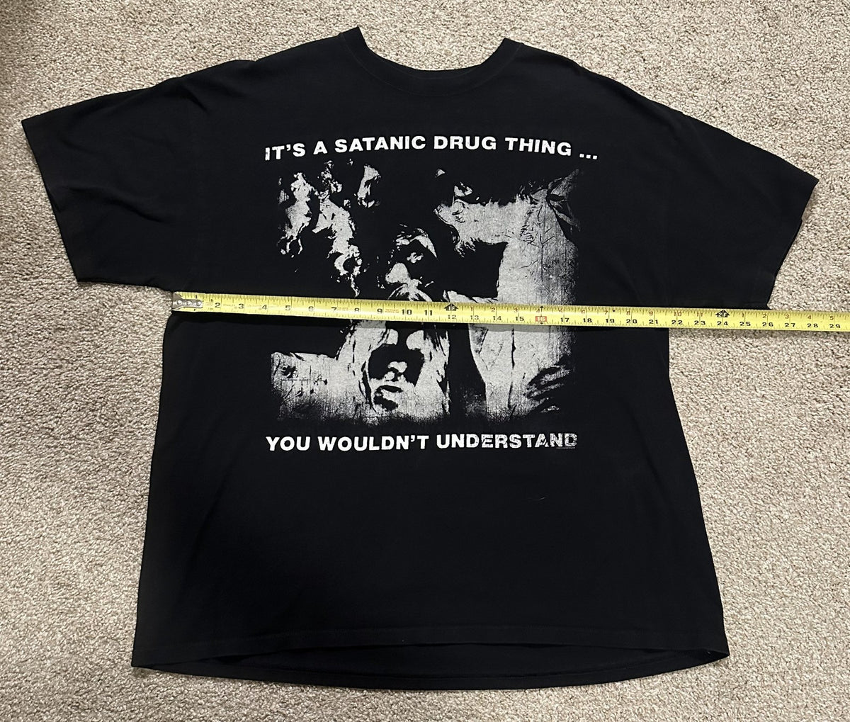 MONSTER MAGNET 1990s T-SHIRT~SATANIC DRUG THING~ORIGINAL~XL~BLACK~ANVIL TAG~VTG