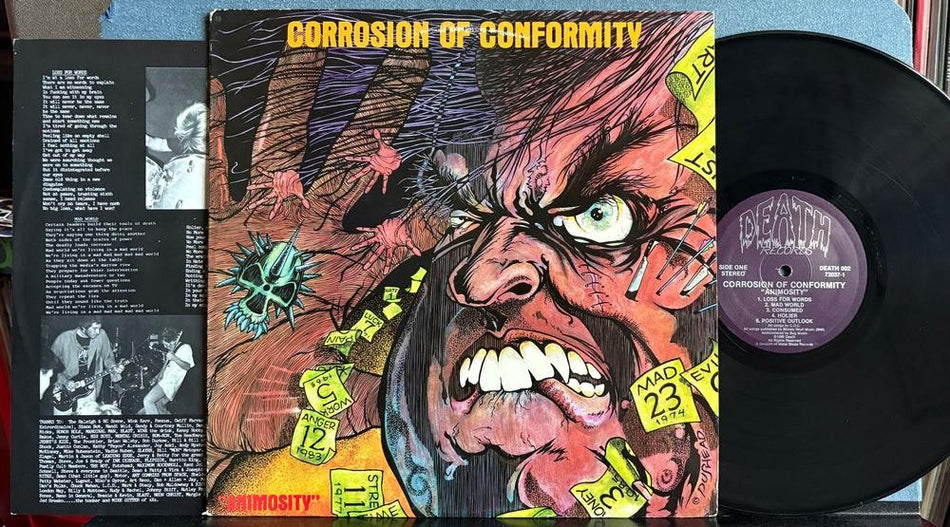 CORROSION OF CONFORMITY ANIMOSITY~1985 DEATH RECORDS 1st PRESS LP~INSERT~THRASH
