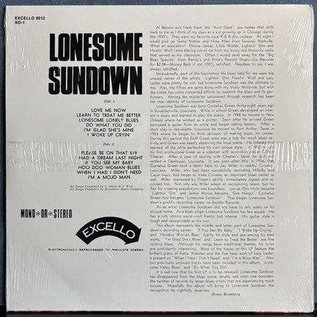 LONESOME SUNDOWN SELF-TITLED COMP LP~SEALED 1980 EXCELLO REISSUE~LOUISIANA BLUES