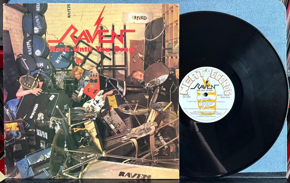RAVEN ROCK UNTIL YOU DROP~SIGNED ORG 1981 NEAT UK YELLOW HAND LBL LP~HEAVY METAL