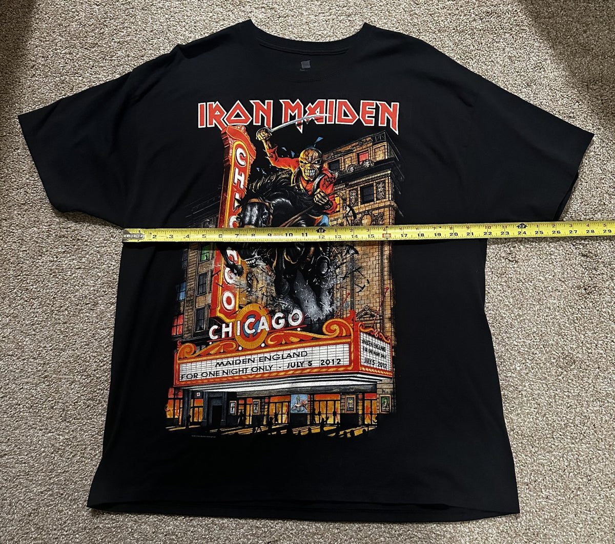 IRON MAIDEN CONCERT T-SHIRT~CHICAGO~2012 TOUR~XL~BLACK~ORIGINAL~RARE~VINTAGE