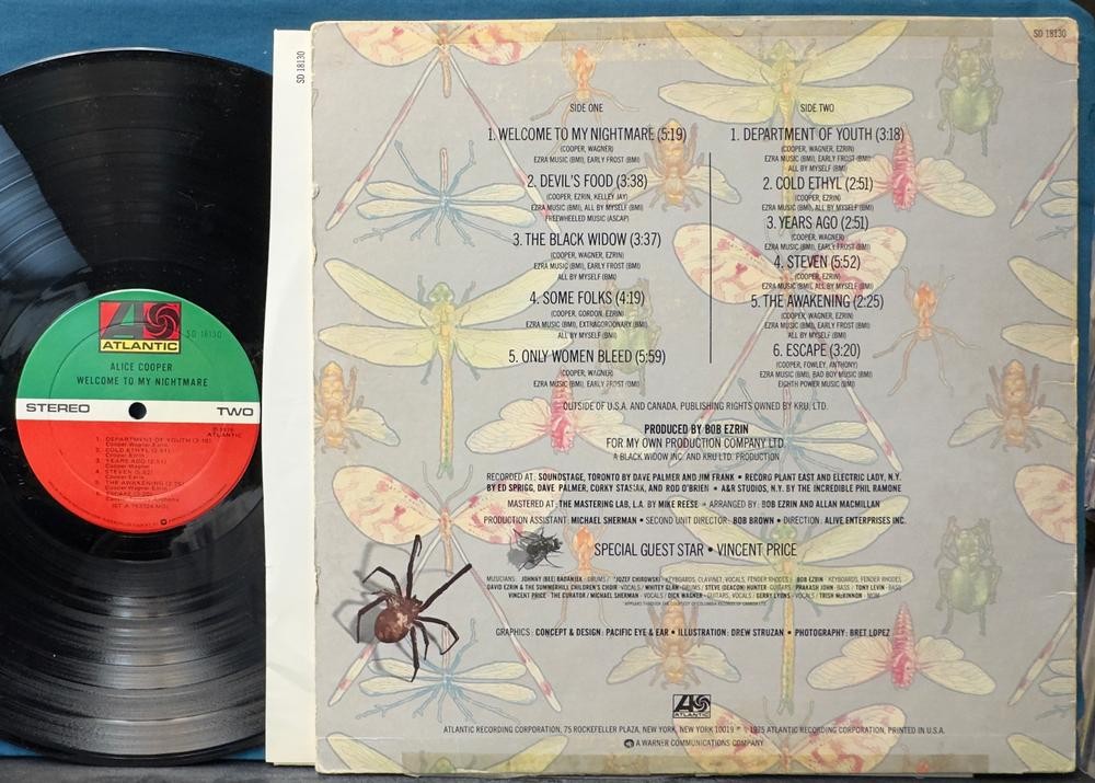 SIGNED ALICE COOPER WELCOME TO MY NIGHTMARE LP~AUTOGRAPHED ORIG 1975 LP~MONARCH