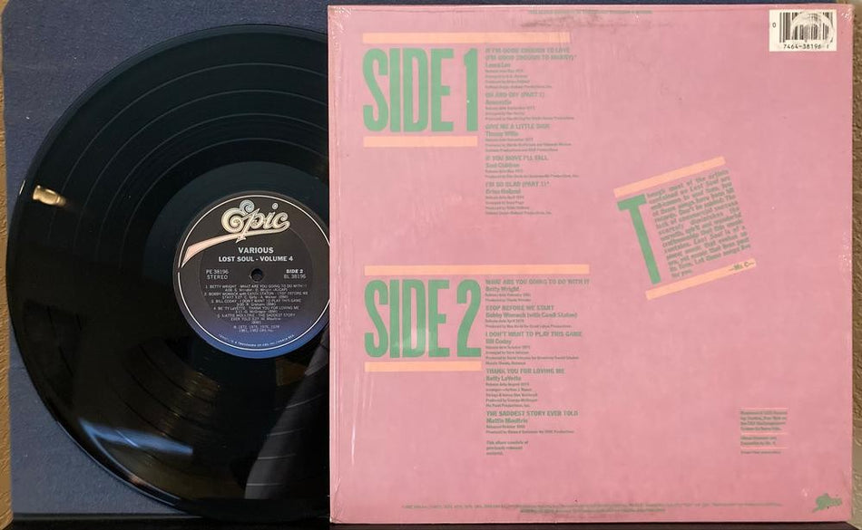 LOST SOUL VOLUME 4~VG++ 1982 EPIC COMPILATION LP w/SHRINK~ANACOSTIA~CODAY~WOMACK