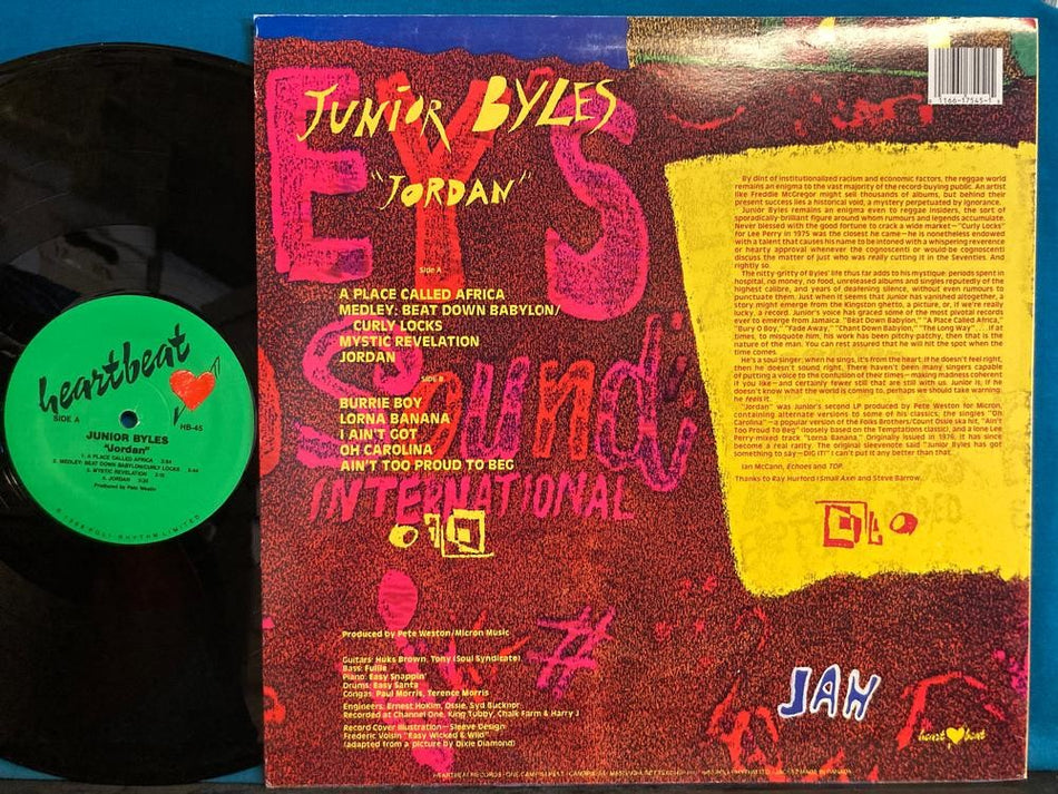 JUNIOR BYLES JORDAN~RARE NM/VG++ 1988 HEARTBEAT LP~ROOTS REGGAE~DUB~LEE PERRY