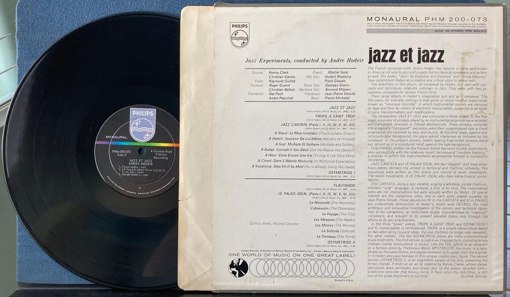 ANDRE HODEIR JAZZ ET JAZZ~1963 PHILIPS MONO DEEP GROOVE RE LP~MUSIQUE CONCRETE