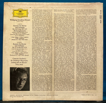 MOZART~GEZA ANDA Piano Concertos KV 537 KV 414~SEALED 1966 ITALY DGG SLPM 139113