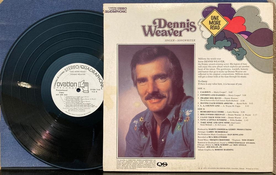 DENNIS WEAVER ONE MORE ROAD~1975 OVATION WHITE LABEL PROMO LP~QUADRAPHONIC~QUAD