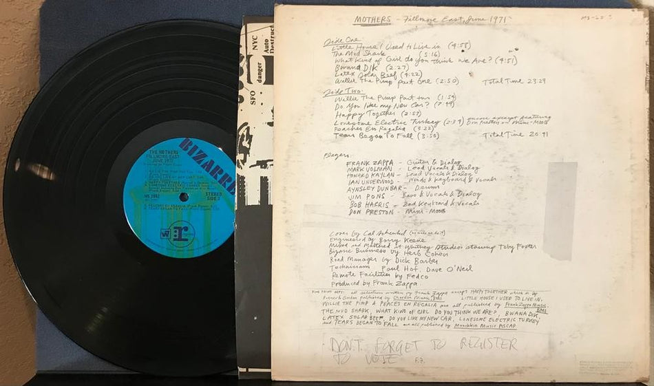 MOTHERS FILLMORE EAST JUNE 1971~BIZARRE LBL 1st PRESS LP~INNER~ACID~PSYCH~ZAPPA