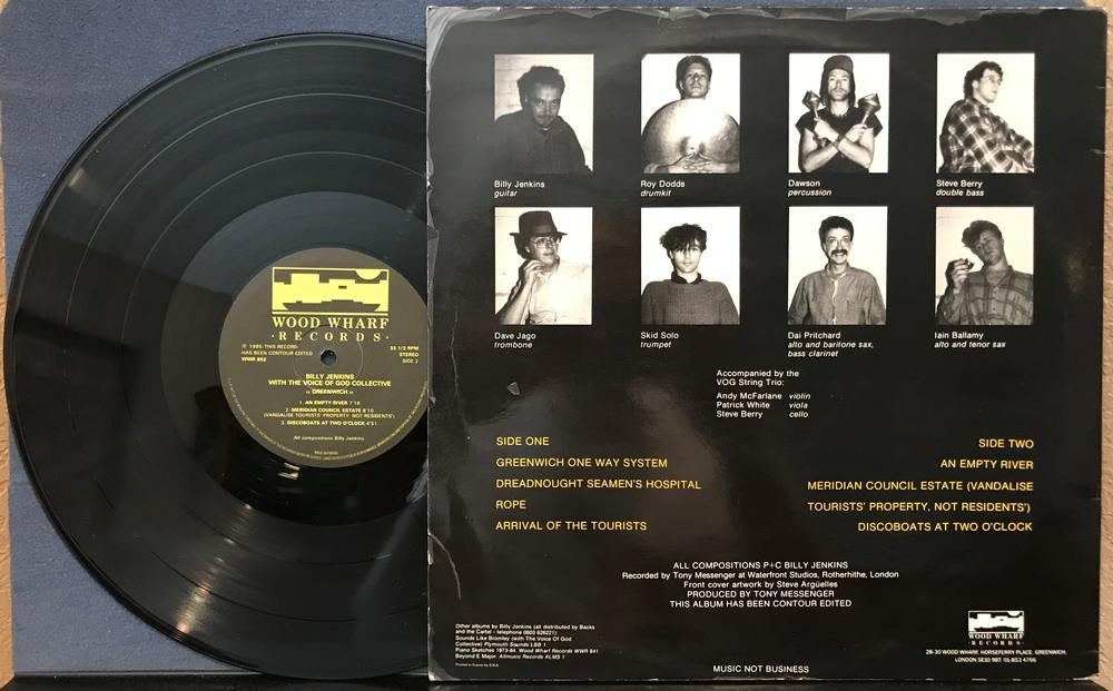 BILLY JENKINS w/THE VOICE OF GOD COLLECTIVE GREENWICH~NM- 1985 WOOD WHARF UK LP