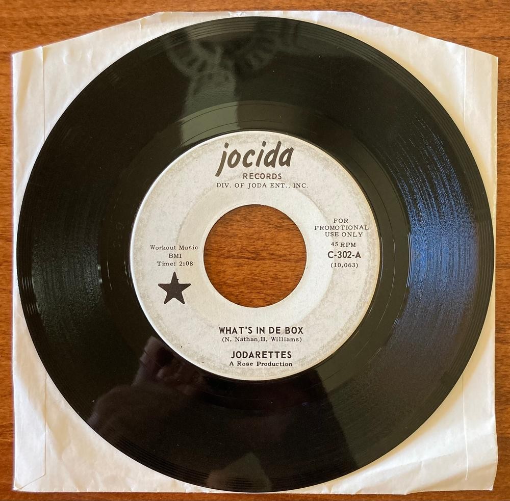 JODARETTES~WHAT'S IN DE BOX~1967 JOCIDA WHITE LABEL PROMO 7-INCH 45 SINGLE~SOUL
