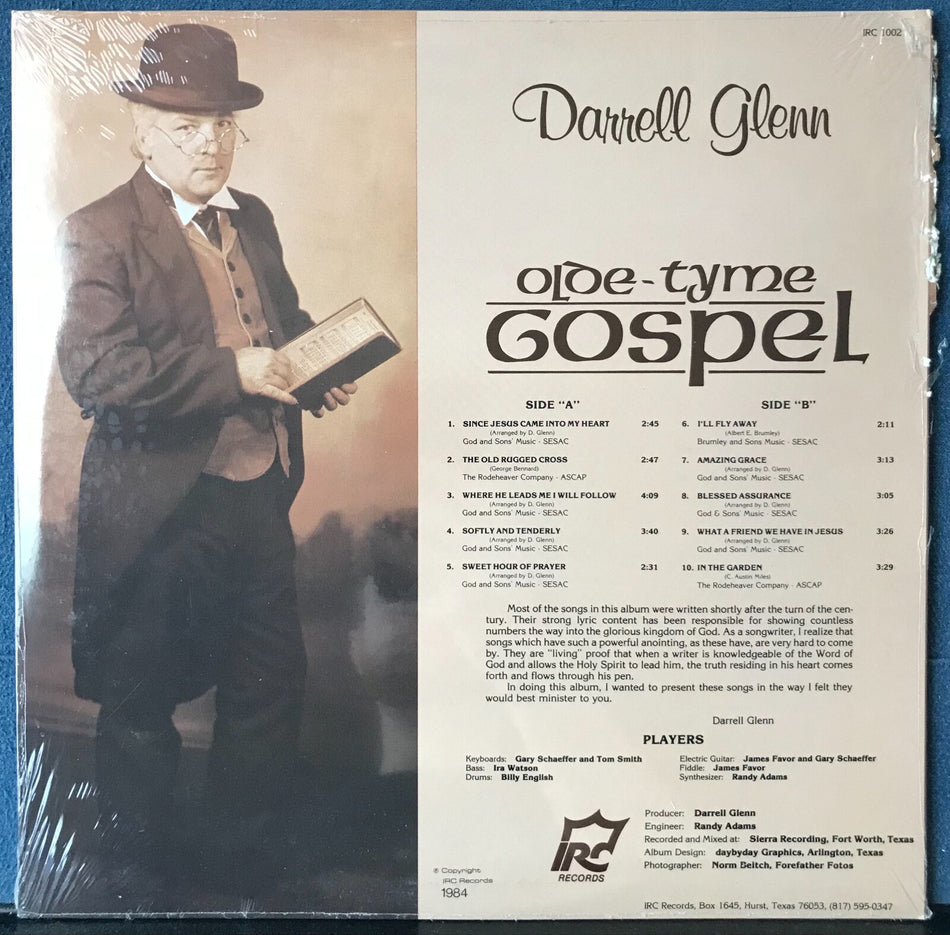DARRELL GLENN OLDE-TYME GOSPEL~SEALED ORG 1984 IRC RECORDS LP~IRC 1002~RELIGIOUS