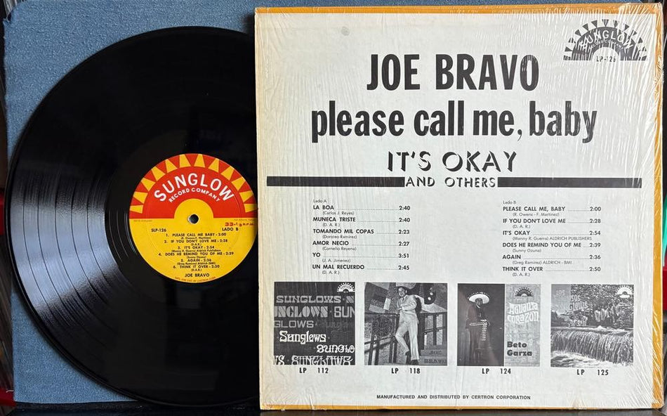 JOE BRAVO PLEASE CALL ME BABY LP~SUNGLOW RECORD CO. SAN ANTONIO, TX~SHRINK~LATIN