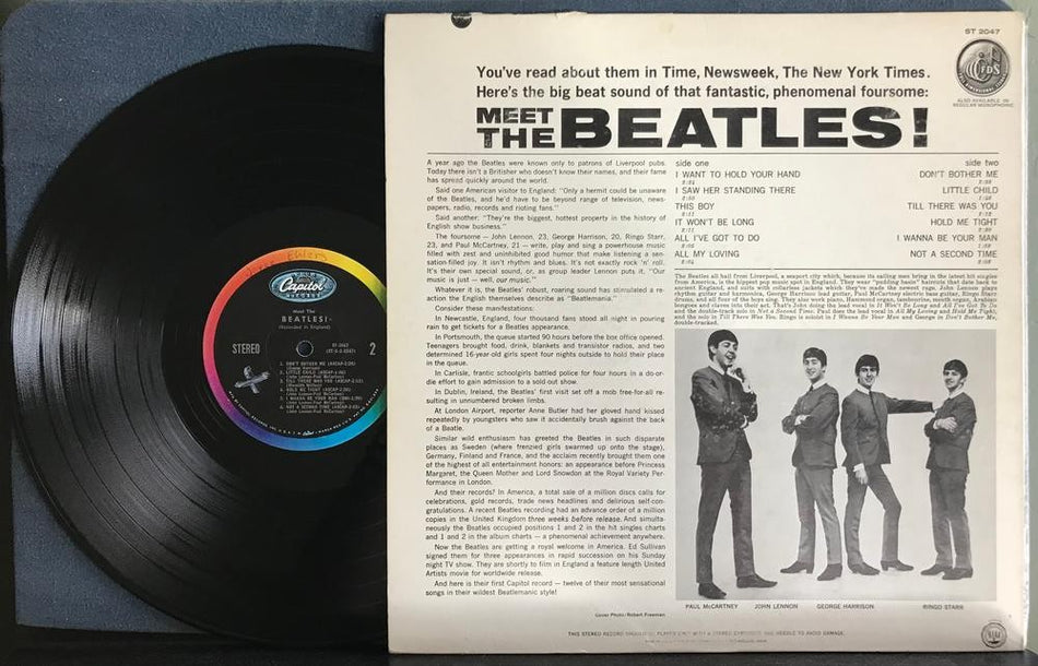 MEET THE BEATLES~RARE 1964 WEST COAST STEREO 1st PRESS LP~3 BMI CREDITS~BLUE CVR