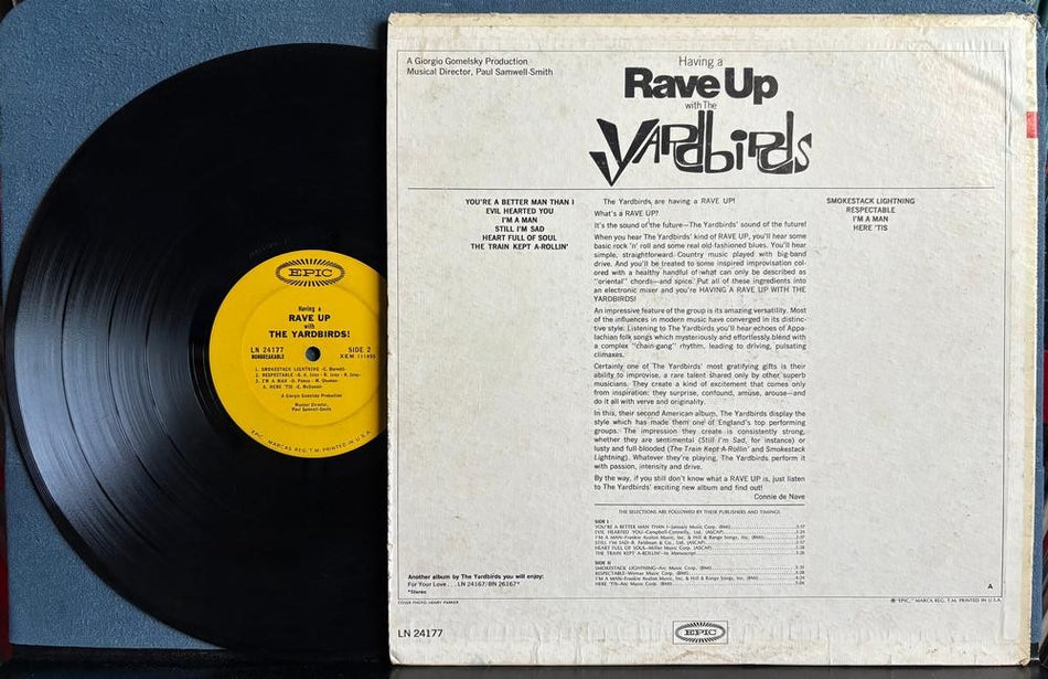 HAVING A RAVE UP WITH THE YARDBIRDS~ORIG 1965 MONO EPIC LP~PSYCH~BECK~CLAPTON