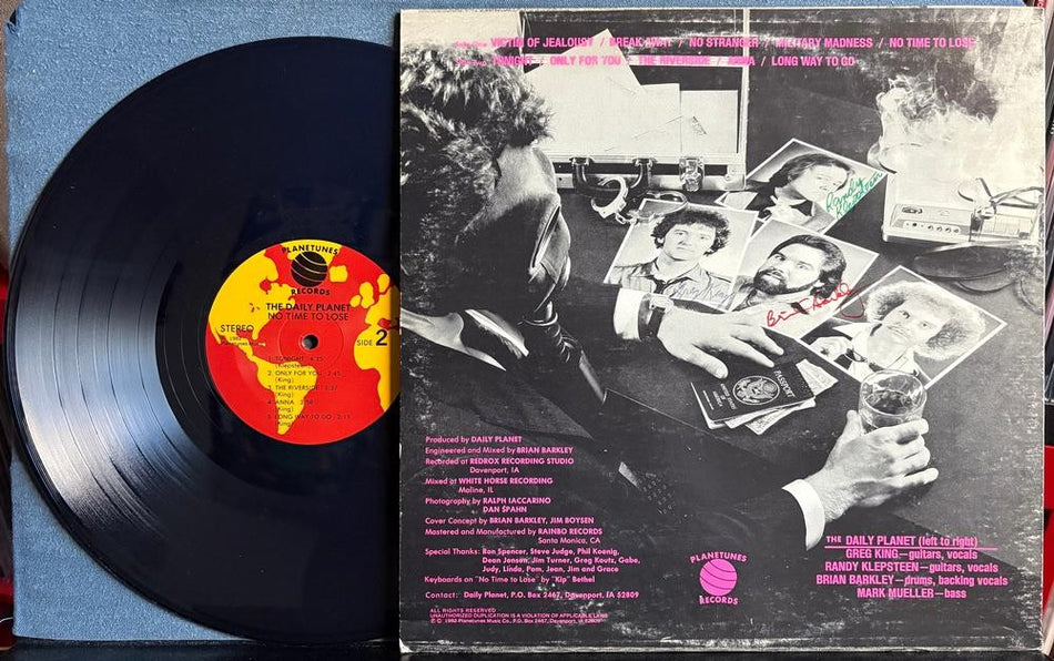 THE DAILY PLANET NO TIME TO LOSE~SIGNED ORIG 1982 PLANETUNES LP~ROCK~AUTOGRAPHED
