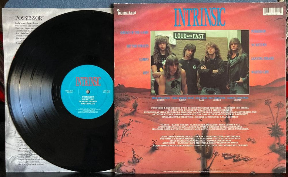 INTRINSIC SELF-TITLED LP~1988 NO WIMP RECORDS SECOND PRESS LP~INNER~QUIEX~METAL