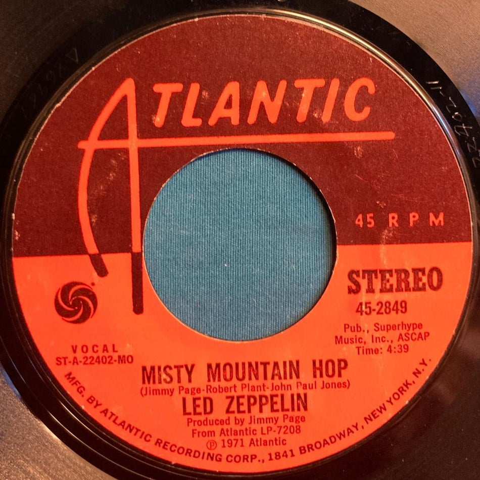 LED ZEPPELIN BLACK DOG/ MISTY MOUNTAIN HOP~ORIG 1971 MONARCH PRESS 45~PIROS