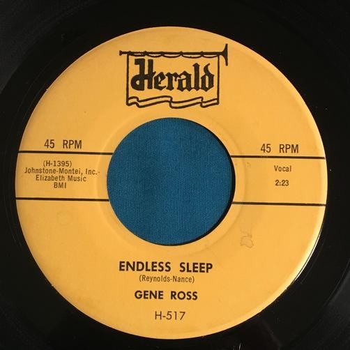 GENE ROSS ENDLESS SLEEP/ THE ONLY ONE~VG++ ORIG 1958 HERALD ROCKABILLY 45 7"