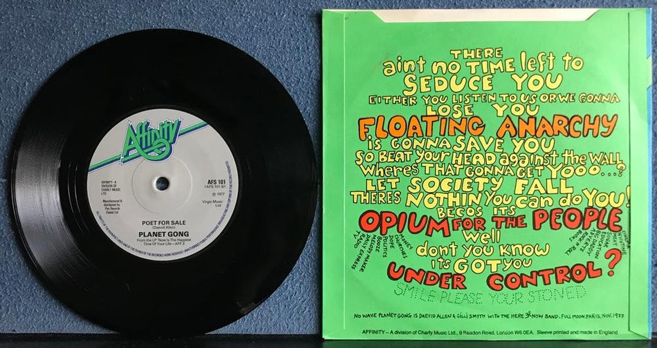 PLANET GONG OPIUM FOR THE PEOPLE~POET FOR SALE~VG++ 1978 UK 7-INCH PIC SLV~PROG
