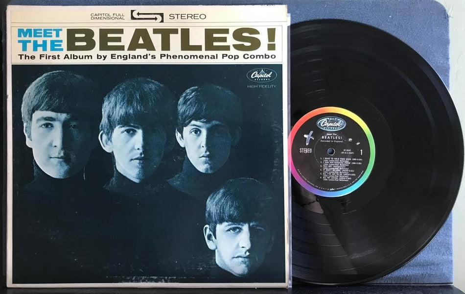 MEET THE BEATLES~RARE 1964 WEST COAST STEREO 1st PRESS LP~3 BMI CREDITS~BLUE CVR