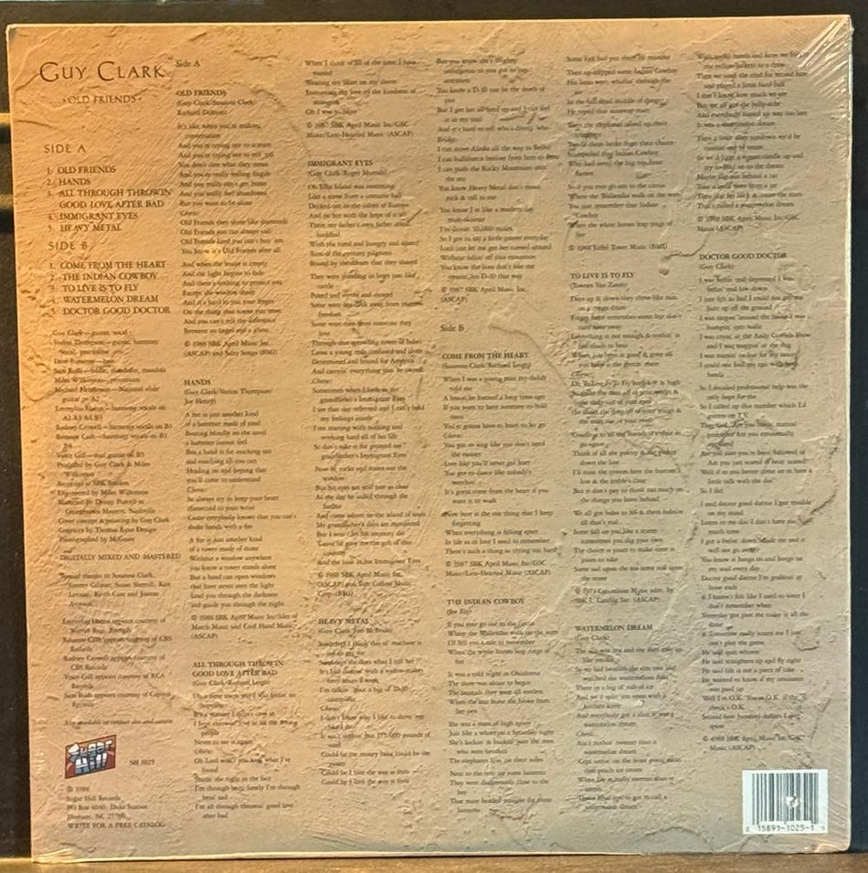 GUY CLARK OLD FRIENDS~SEALED 1988 SUGAR HILL LP~BREATHE HOLES~COUNTRY LEGEND