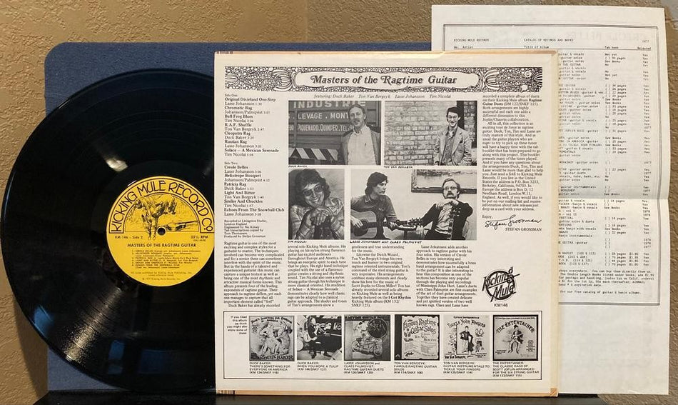 MASTERS OF THE RAGTIME GUITAR~NM- 1977 KICKING MULE RECORDS JAZZ COMP. LP~INSERT
