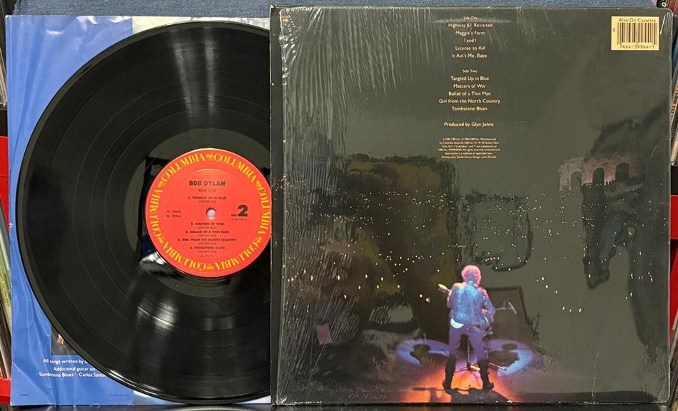 BOB DYLAN REAL LIVE~ORG 1984 COLUMBIA LP w/SHRINK~INNER SLEEVE~PITMAN PRESS~FOLK