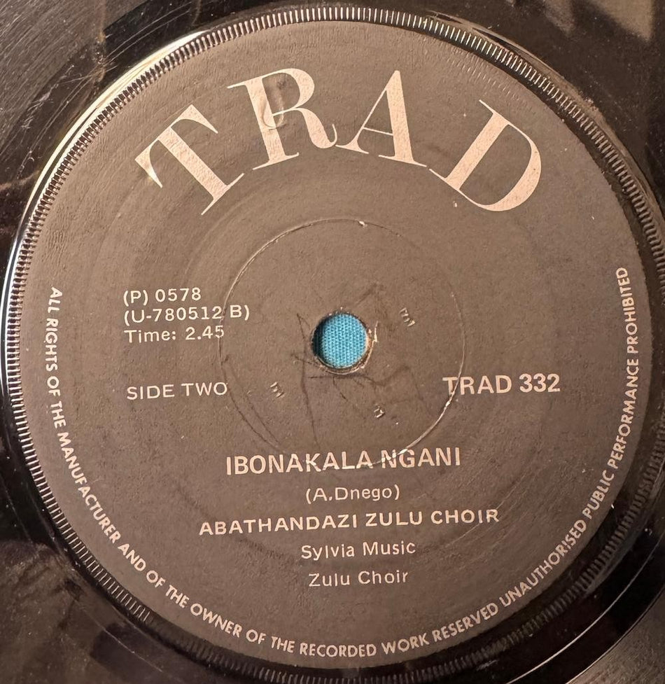 SO AFRICA 45~ABATHANDAZI ZULU CHOIR~ZIMNYAMA/ IBONAKALA NGANI~'78 TRAD JIVE~HEAR