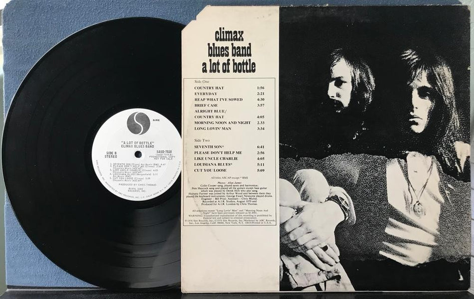 CLIMAX BLUES BAND A LOT OF BOTTLE~1976 SIRE WHITE LABEL PROMO LP~STERLING~PSYCH